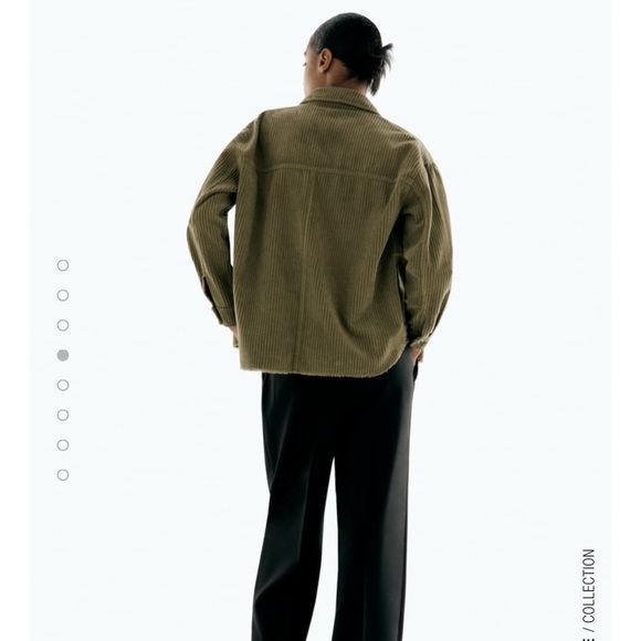 Zara Olive Green Corduroy Button Down Shirt - Picture 2 of 7